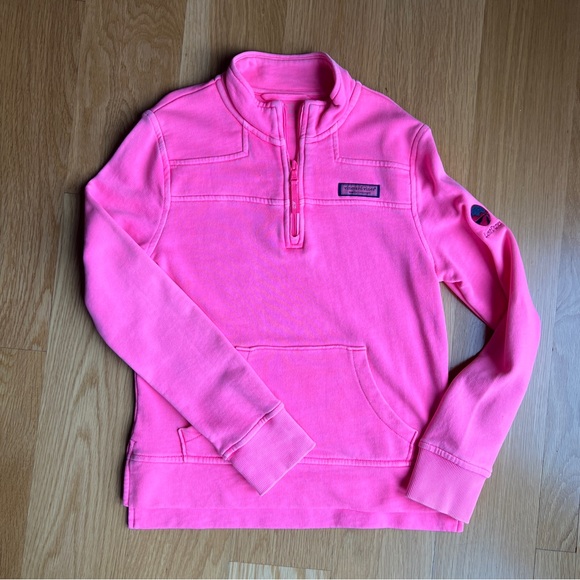 Vineyard Vines 🐳 Neon Pink Pull Over Quarter Zip - Picture 1 of 6